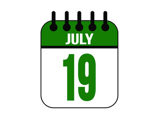 July 19 calendar icon with day of month in green.