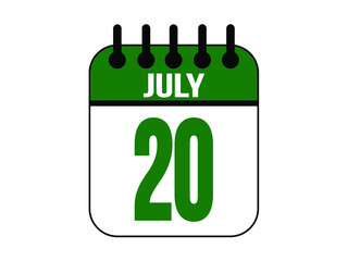 July 20 calendar icon with day of month in green.