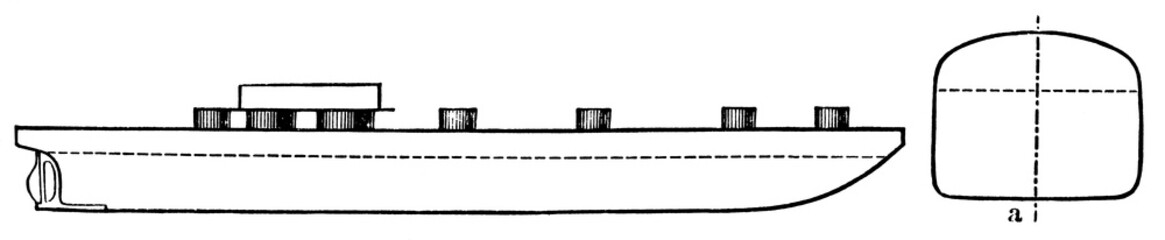 Whaleback steamboat in cross section. Publication of the book 