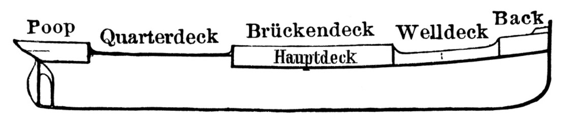 Well deck steamer in cross section. Publication of the book 