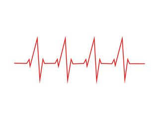 Graphic ecg red color. Echocardiogram taken of the heart. Heart beat on ecg. Heartbeat make a heart. Stock Vector