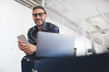 Millennial caucasian business man work in office