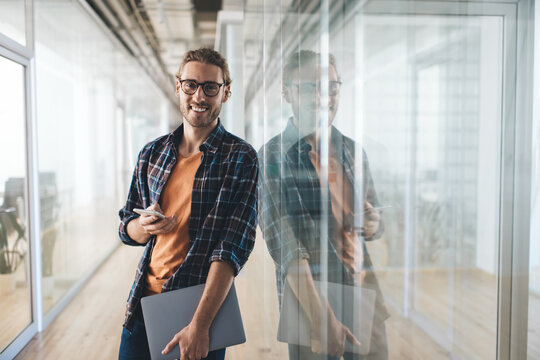 Millennial caucasian business man work in office