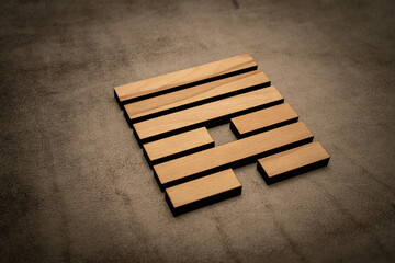 Gene Key 6 hexagram i ging wood on leather background human design