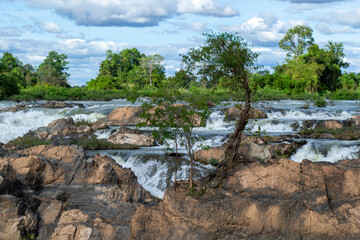 Fototapeta na wymiar View on the Mekong Delta in Don Khon, southern Laos