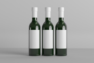 mockup bottles of wine, champagne with an empty label with a place for design