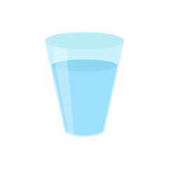 Half full glass of plain clean water in cartoon style isolated on white background vector illustration