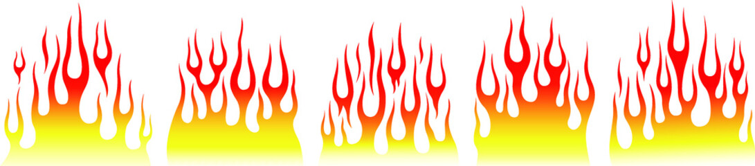 Fire flames isolated on white background. Tribal tattoo design.