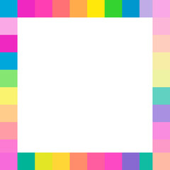 Obraz premium Colorful frame vector. Decorative rainbow color border frame. Isolated square icon. Vector, illustration, EPS10