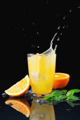 Orange ice drink with splash