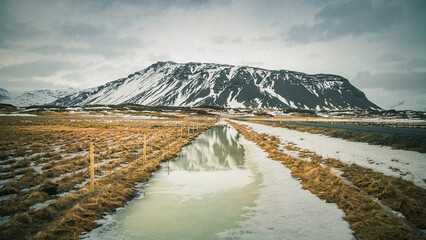 Iceland - landscape with snow