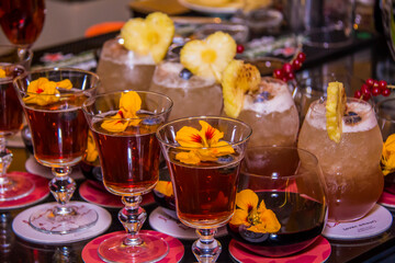 Photo of Kocktail Drinks and Red Wine, shot is selective focus with shallow depth of field. Photos taken at Cairo Egypt on 27 February 2019