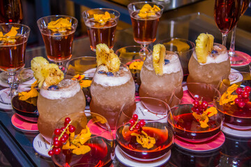 Photo of Kocktail Drinks and Red Wine, shot is selective focus with shallow depth of field. Photos taken at Cairo Egypt on 27 February 2019