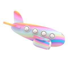 Airplane cartoon style 3d rendering. Airplane icon.