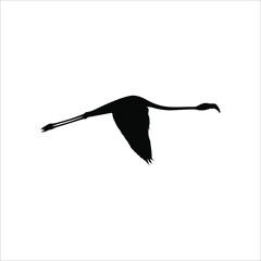 Flying Flamingo Silhouette for Logo or Graphic Design Element. Vector Illustration