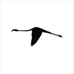 Flying Flamingo Silhouette for Logo or Graphic Design Element. Vector Illustration