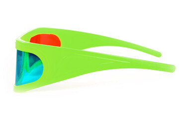 green 3D glasses for watching movies in the cinema