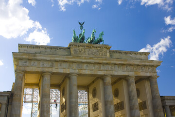 Quadriga on top of the Brandenburg gate in Berlin	, Germany