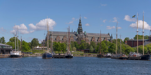 Fototapeta na wymiar Museum buildings on the island Djurgården a sunny summer day in Stockholm