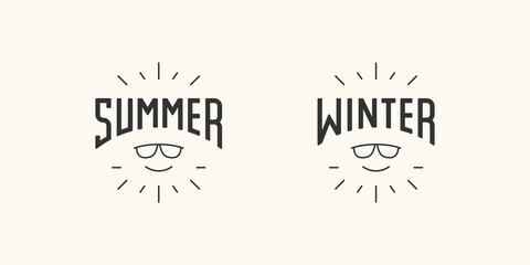 Abstract vector inscription Summer and Winter