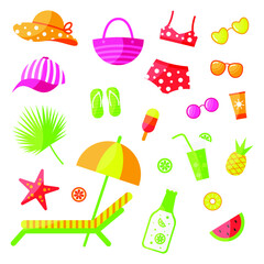 vector set of beach holiday items