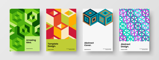 Fototapeta premium Original pamphlet vector design illustration composition. Vivid geometric shapes corporate identity concept collection.