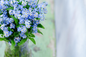 Bouquet of blue forget-me-nots flowers
