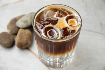 cocktail with mineral water, coffee and ice
