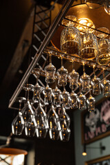 Bar counter, vintage, with glasses
