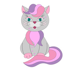 Cute kitty with multi-colored wool, stylish and beautiful