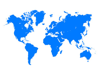 Fototapeta na wymiar blue world map on white background in flat vector