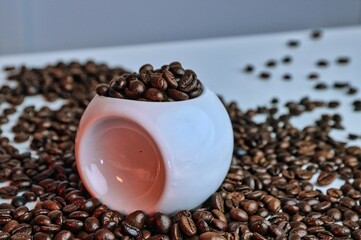 White candle stand with coffee