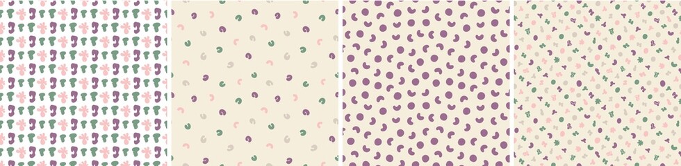 Set of colorful seamless patterns. Bright abstract shapes