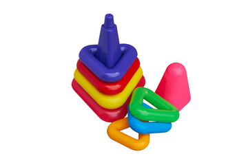 Fototapeta premium toy pyramid on a white background,children's toy for child development