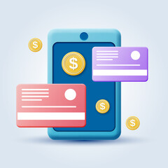 Mobile banking, financial transaction, online payment cartoon style vector concept illustration