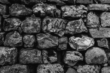 Brick Silver Wall. Grunge Rough structure. Abstract texture. Rock background. Rock texture. Black texture. Dark marble. Stone background. Rock pile. Paint spots. Rock surface with cracks.