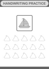 Handwriting practice with Sailboat. Worksheet for kids