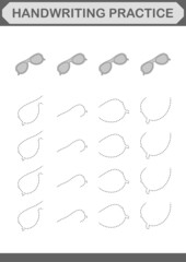 Handwriting practice with Glasses. Worksheet for kids