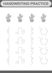 Handwriting practice with Cactus. Worksheet for kids