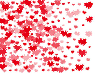 Beautiful red hearts falling vector illustration.