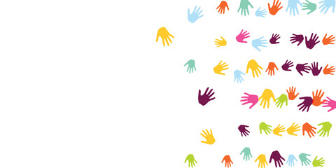 Abstract kids handprints art therapy concept vector illustration.