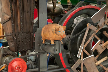 Toy pig on the train