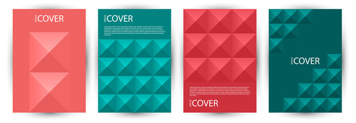 Scientific publication cover page mokup bundle geometric design. Modernism style abstract front