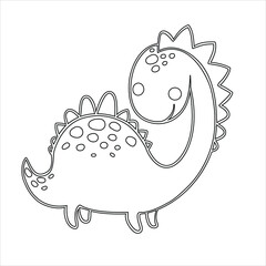 Dinosaur Coloring page For Kids  , illustration  dinosaur outlined , 
 Cute baby dinosaur line art 