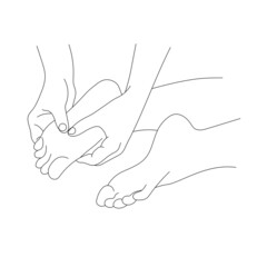 contour movements during foot massage, basic foot massage movements, vector illustration of spa treatments for foot health