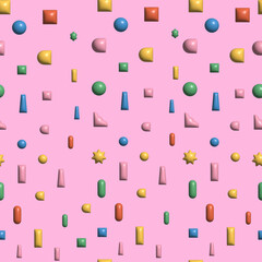 Realistic seamless background. 3D geometric shapes