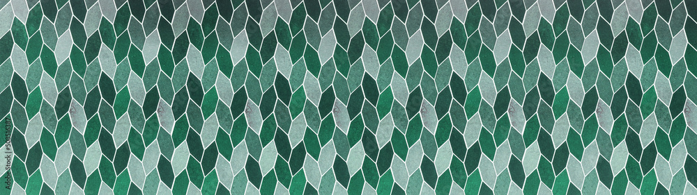 Poster abstract modern green mosaic porcelain stoneware cement tile with cable pattern or leaf pattern text