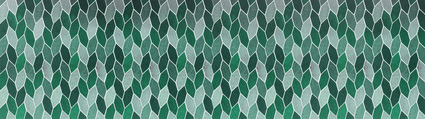 Abstract modern green mosaic porcelain stoneware cement tile with cable pattern or leaf pattern...