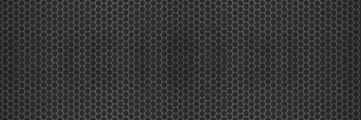Abstract black gray grey seamless concrete cement stone tiles, tile mirror wall made of hexagonal geometric hexagon texture background banner panorama, with honeycomb structure - obrazy, fototapety, plakaty