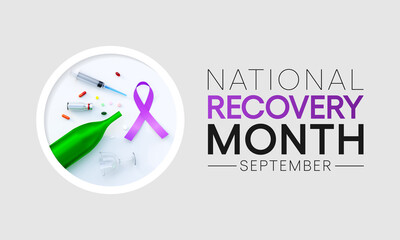 National Recovery month is observed every year during September to educate the public about substance abuse treatments and mental health services. 3D Rendering